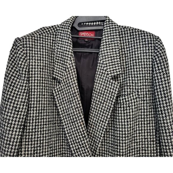 Vintage Sasson Houndstooth Power Blazer Double Breasted Structured Jacket - Picture 4 of 15
